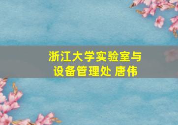 浙江大学实验室与设备管理处 唐伟